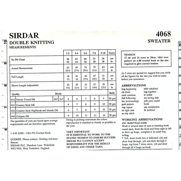 New Sirdar 4068 Denim Tweed DK Children's Sweater Crochet Pattern - Picture 3 of 3